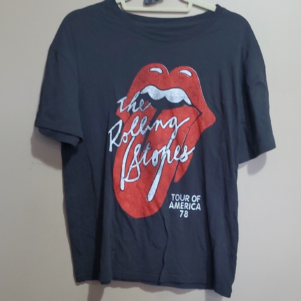 Vintage The Rolling Stones Tee - Black and Red Size Large